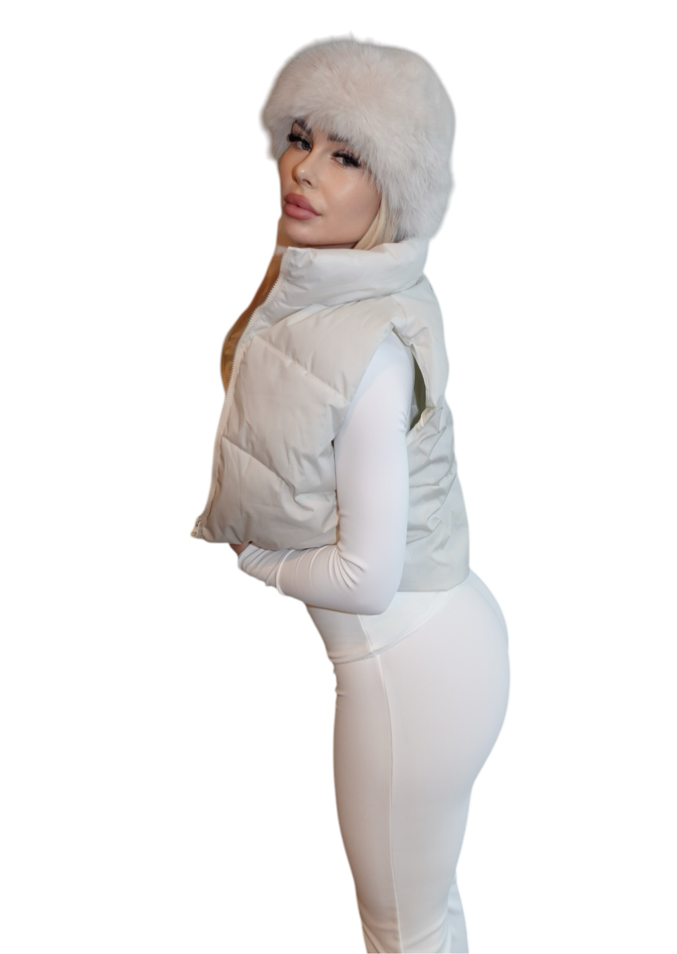 Myah Faux Fur Hat xWhite